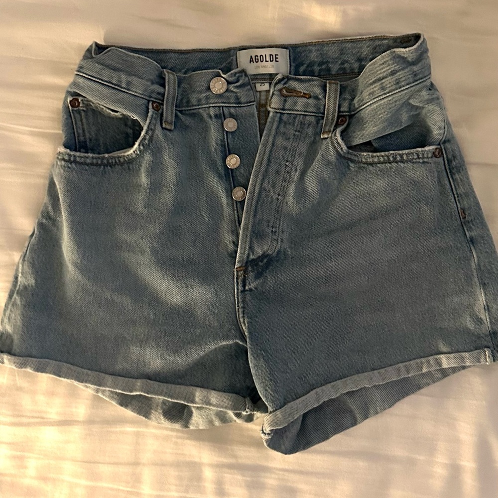 Agolde rolled hem denim shorts